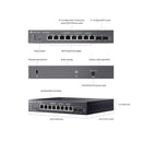 TL-SG2210XMP-M2 - TP LINK Omada 8-Port 2.5GBASE-T and 2-Port 10GE SFP+ Smart Switch with 8-Port PoE+