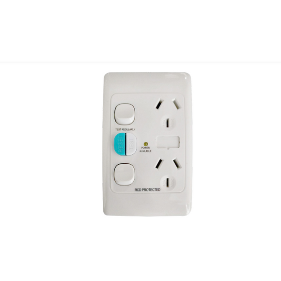 Socket Outlets Switched 10 Amp 250Va.c. with Residual Current Device (RCD) 230- 240Va.c. 20 Amp 10mA or 30mA