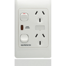 OM Series – Horizontal/Vertical Double Socket Outlets Switched 10/15 Amp 250V a.c. White - Horizontal Vertical Double Socket Outlets