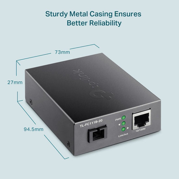 TL-FC111B-20 - TP-Link TL-FC111B-20 10/100 Mbps WDM Media Converter