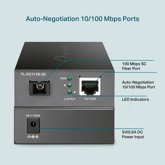 TL-FC111B-20 - TP-Link TL-FC111B-20 10/100 Mbps WDM Media Converter