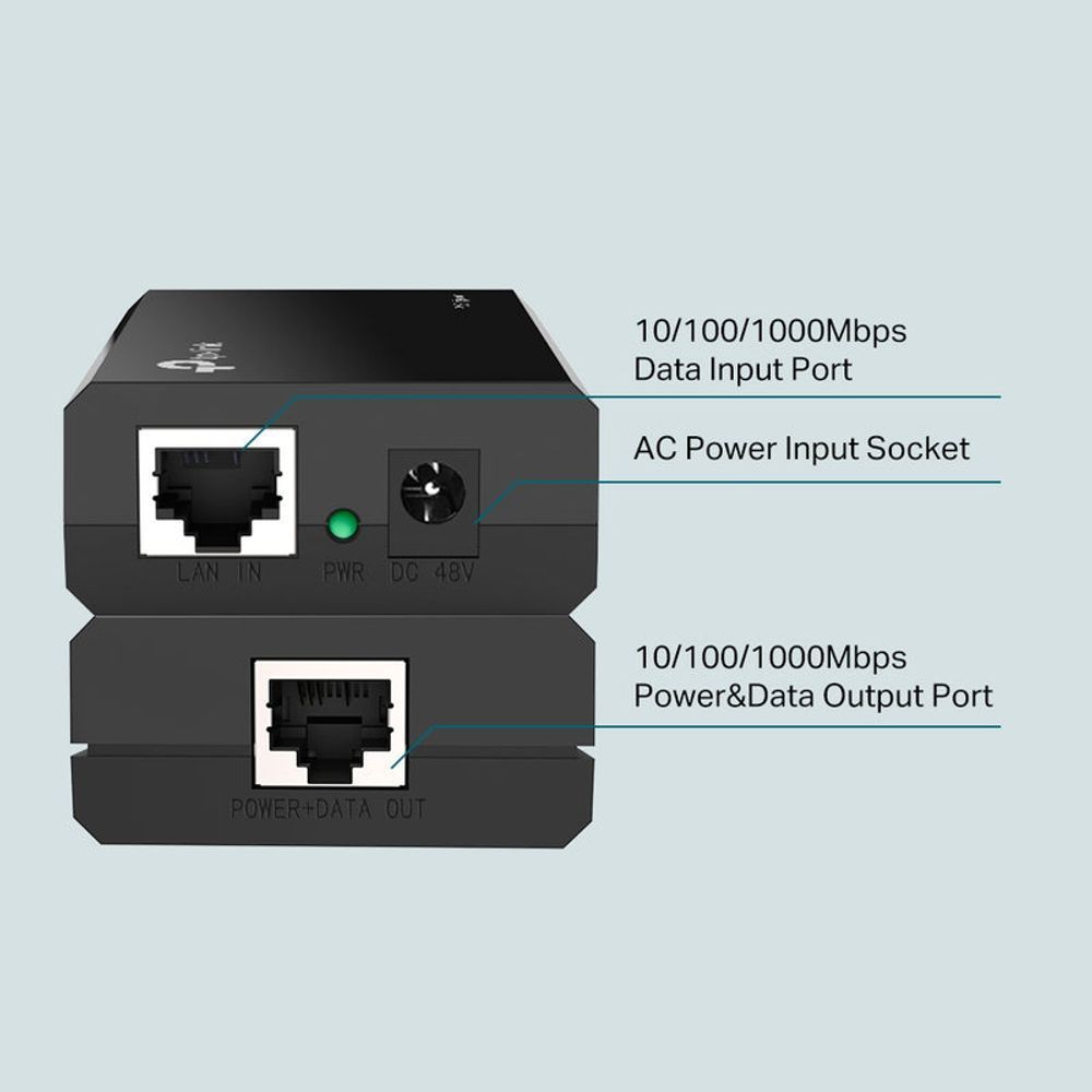 TL-POE150S - TP-Link Single port PoE Supplier Adapter (Injector), IEEE 802.3af compliant, up to 100m
