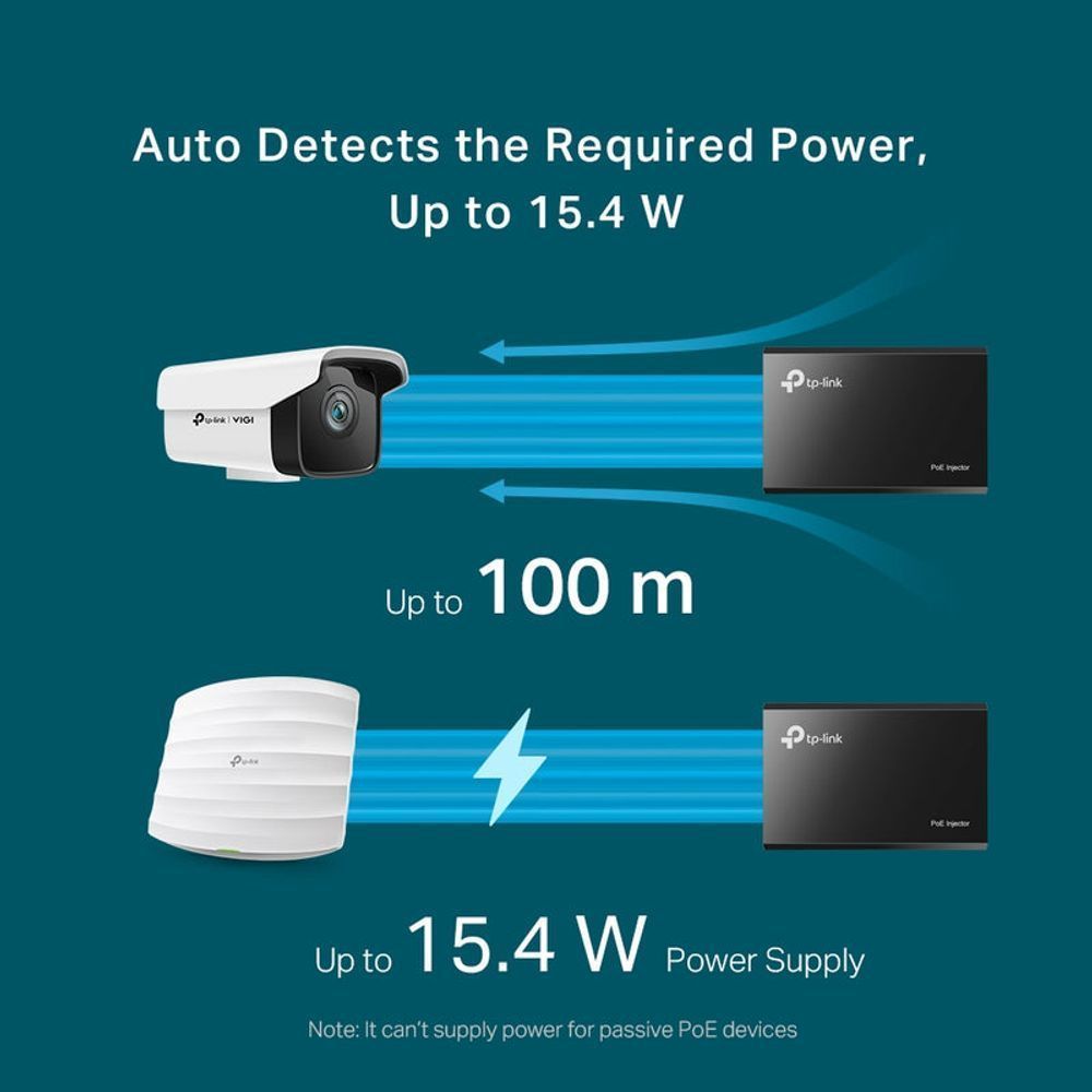 TL-POE150S - TP-Link Single port PoE Supplier Adapter (Injector), IEEE 802.3af compliant, up to 100m