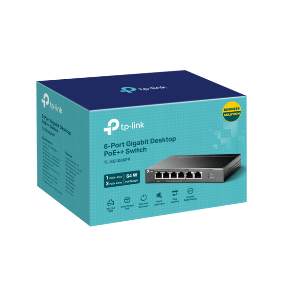 TL-SG1006PP - TP-Link 6-Port Gigabit Desktop Switch with 3-Port PoE+ and 1-Port PoE++