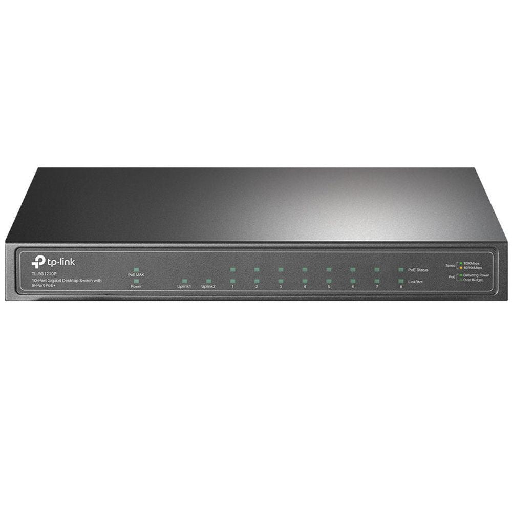 TL-SG1210P - TP-Link 10-Port Gigabit Desktop Switch with 8-Port PoE+