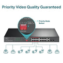 TL-SL1218MP - TP-Link 16-Port 10/100 Mbps + 2-Port Gigabit Rackmount Switch with 16-Port PoE+