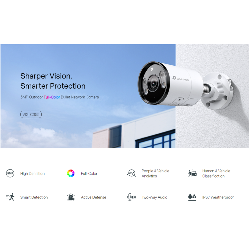 VIGI C355(4mm) - TP-Link VIGI 5MP Outdoor Full-Colour Bullet Network Camera