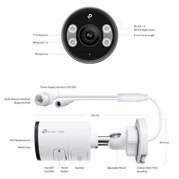 VIGI C345(2.8mm) - TP-Link VIGI 4MP Outdoor Full-Colour Bullet Network Camera
