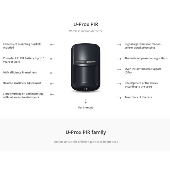 U-Prox Wireless PIR Black Motion Sensor