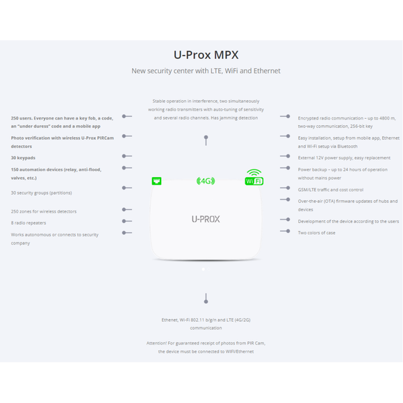 U-Prox-Kit3 - Wireless Control Hub, 2x PIR, 1x PIR Cam, 1x Keypad, 1x Indoor Siren, 1x Outdoor Sounder