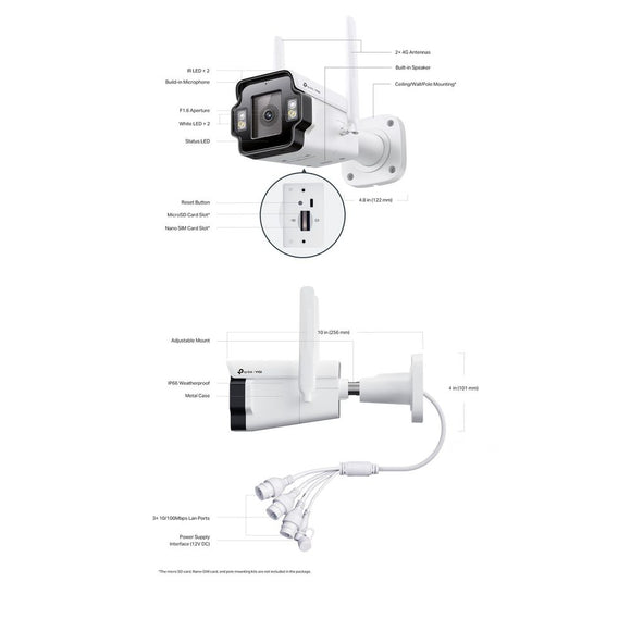 TL-INSIGHTS345-4G(4MM) - TP LINK InSight S345-4G VIGI 4MP Outdoor Full-Colour 4G Bullet Network Camera (4mm)