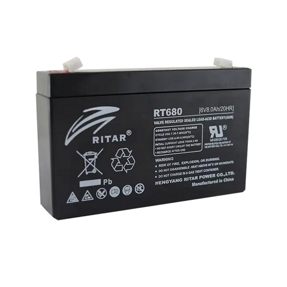 RT680 - Ritar 6V 8Ah Sealed Lead Acid Battery