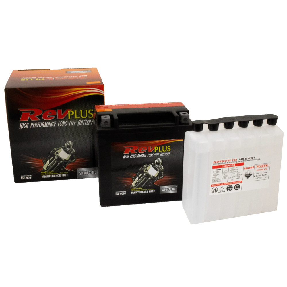 STX14-BS - RevPlus Motorcycle Battery 12V 12Ah