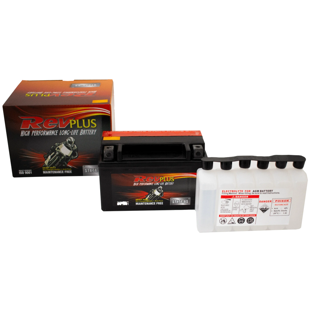 STX7A-BS - RevPlus Motorbike Battery 12V 6Ah