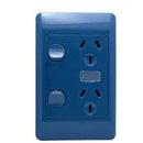 OM Series – Horizontal/Vertical Double Socket Outlets Switched 10/15 Amp 250V a.c. Dark Blue - Horizontal Vertical Double Socket Outlets