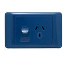 OM Series – Horizontal/Vertical Single Socket Outlets Switched 10/15 Amp 250V a.c. Dark Blue - Horizontal Vertical Single Socket Outlets