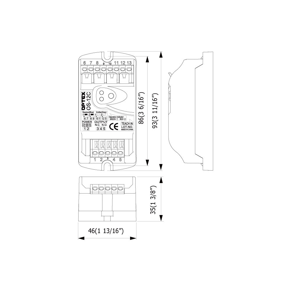 OPT-OS-12C - Optex - Active Infrared Safety Beam Sensor Controller