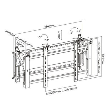 BT-LVW03-46T - Bracom Pop-Out Video Wall Mount For most 45"-70" LED, LCD flat panel TVs