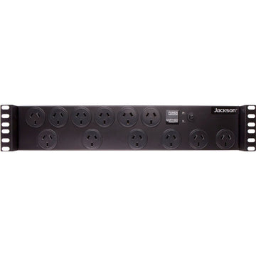 RAC1200 - 2RU 12x Outlet Horizontal Power Rail. Surge Protected 525J