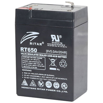 RT650 - Ritar 6V 5Ah Sealed Lead Acid Battery