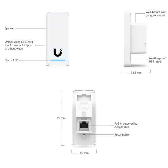 UA-G2 - Ubiquiti Compact, second-generation NFC card reader and request-to-exit device