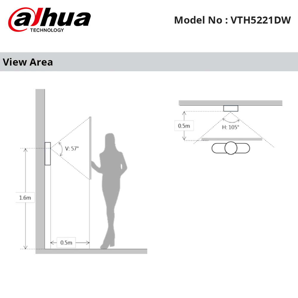 DHI-VTH5221DW - Dahua - IP Intercom Wifi Monitor 7" Display