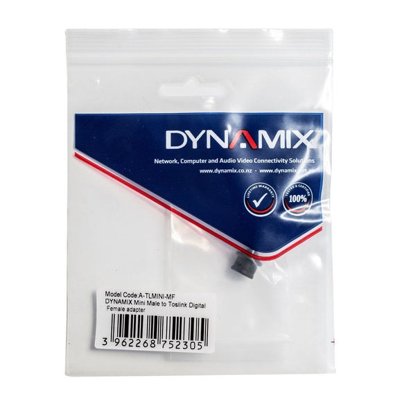 A-TLMINI-MF - Dynamix Mini-TOSLINK Male to TOSLINK Female adaptor