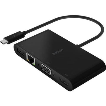 AVC004BTBK - Belkin USB-C Multimedia + Charge Adapter - for Notebook - 100 W - USB Type C - 1 x USB 3.0 - USB Type-C