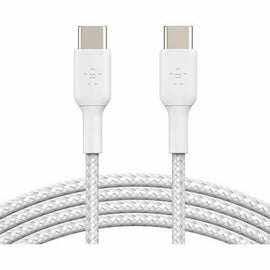 CAB004BT1MWH2PK - Belkin Braided USB-C to USB-C Cable (1m / 3.3ft, White) - 1 m USB-C Data Transfer Cable
