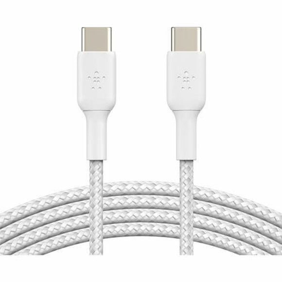 CAB004BT1MWH2PK - Belkin Braided USB-C to USB-C Cable (1m / 3.3ft, White) - 1 m USB-C Data Transfer Cable