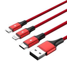 C4049RD - Unitek 1.2m USB 3-in-1 Charge Cable. Integrated USB-A to Micro-B,