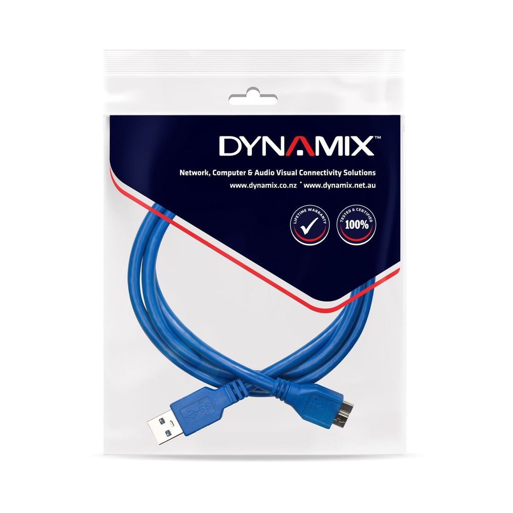 C-U3MICB-1 - Dynamix 1m USB 3.0 Micro-B Male to USB-A Male Connector.