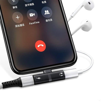 IHINGE-LT.BLK - Promate 2-in-1 Audio & Charging Adaptor with Lightning Connector.