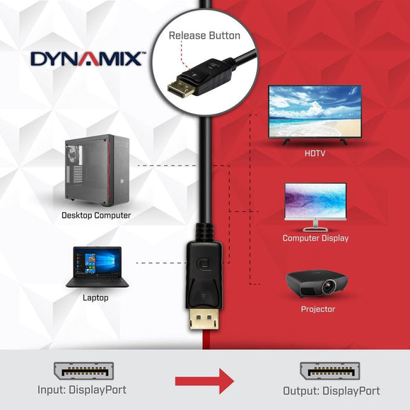 C-DP12-10M Dynamix 10m DisplayPort v1.2 Cable with Gold Shell Connectors DDC