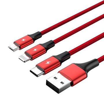 C4049RD - Unitek 1.2m USB 3-in-1 Charge Cable. Integrated USB-A to Micro-B,
