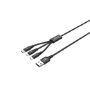 C14049BK - Unitek 1.2m USB 3-in-1 Charge Cable. Integrated USB-A to Micro-B,