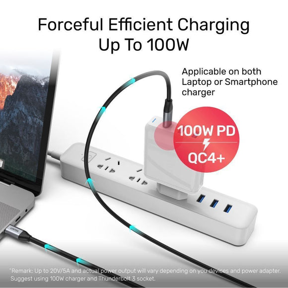 C14082ABK - Unitek 1m USB-C to USB-C 3.1 Gen2 Cable for Syncing & Charging.