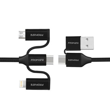 PENTAPOWER.BLK - Promate 6-in-1 Hybrid 1.2m Multi-Connector Cable for Charging