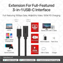 C14086BK - Unitek 0.5m USB 3.1 USB-C Male to USB-C Female Extension Cable.