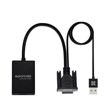 PROLINK-V2H.BLK - Promate VGA (Male) to HDMI (Female) Display Adaptor Kit with Audio.