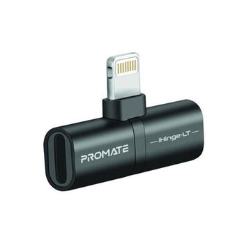 IHINGE-LT.BLK - Promate 2-in-1 Audio & Charging Adaptor with Lightning Connector.