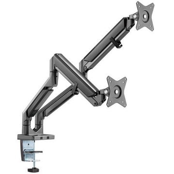 LDT37-C024 - 17''-32'' Polished Aluminium Gas-Spring Desk Mount Duel Monitor Arm. Supports VESA up to 100x100