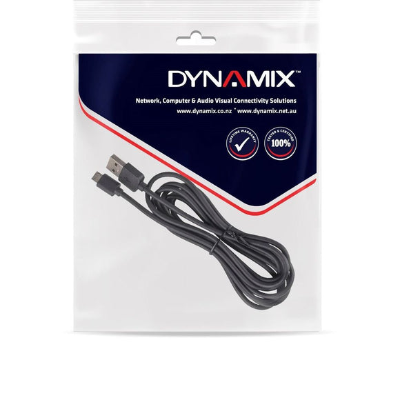 C-U2AMICB-3 - Dynamix 3m USB 2.0 Micro-B Male to USB-A Male Connectors.