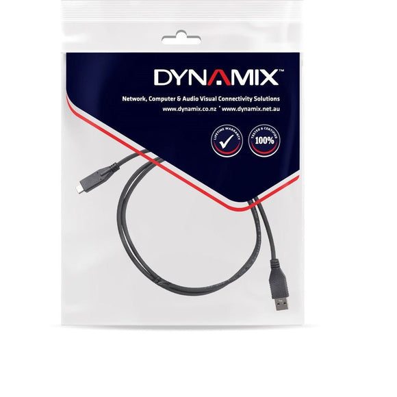 C-U3.1CA-2 - Dynamix 2M, USB 3.1 USB-C Male to USB-A Male Cable. Black Colour.