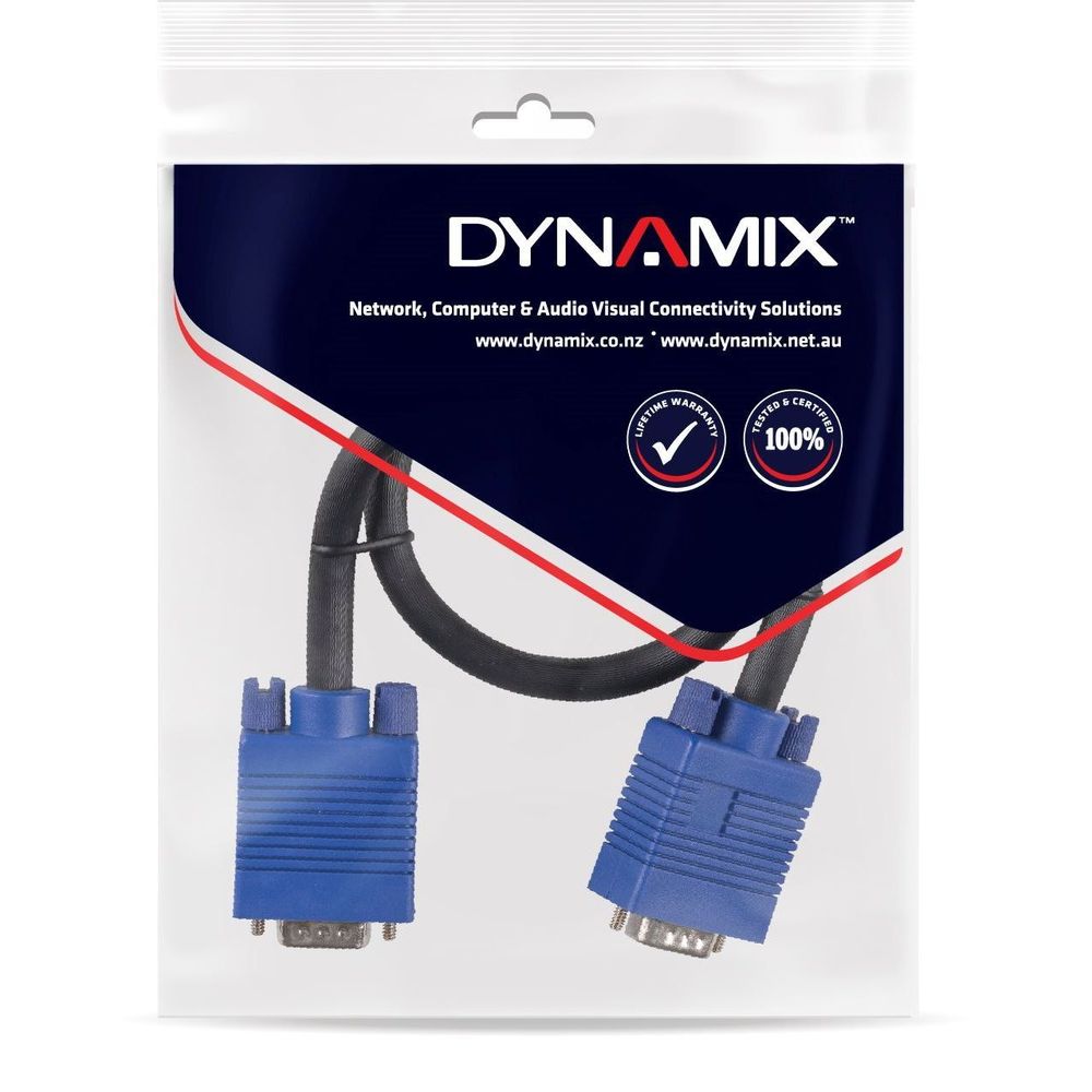 C-VDDCBK-MM20 - Dynamix 20m VESA DDC1 & DDC2 VGA Male/Male Cable - Moulded,
