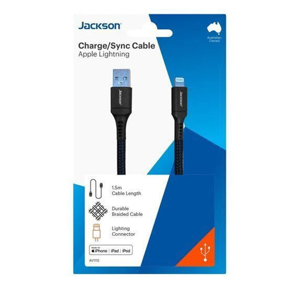 AV1115 JACKSON 1.5m MFI Certified Apple USB-A to Lightning Data and Charge
