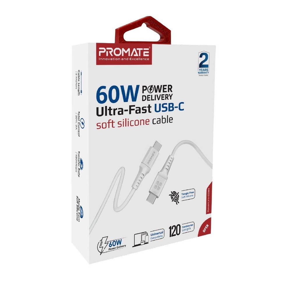 POWERLINK-CC120W - Promate 1.2m USB-C Data and Charging Cable. Data Transfer Rate