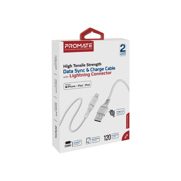 POWERLINECI120WH - Promate 1.2m MFI Certified USB-C to Lightning Data & Charge Cable.