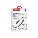 POWERLINECI120BK - Promate 1.2m MFI Certified USB-C to Lightning Data & Charge Cable.