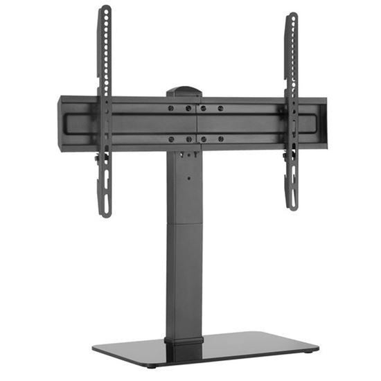 LDT03-23L - 37-70" Universal Swivel Tabletop TV Stand with Glass Base. Swivel & Vertical Height Adjustable